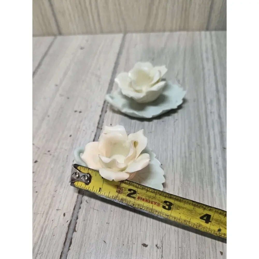 Vintage Mini Rose leaf Candle Holders Ardalt Japan Set Of 2 Heritage Victorian